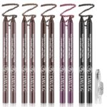Noerrors 10pcs Brown Black Gel Eyeliner Set, Waterproof Smooth Easy to Color Creamy Eyeliner Pencil for Mature Eye, Long Wear High Pigmented Matte Plum Eye Makeup Pen for Older Women with Sharpener